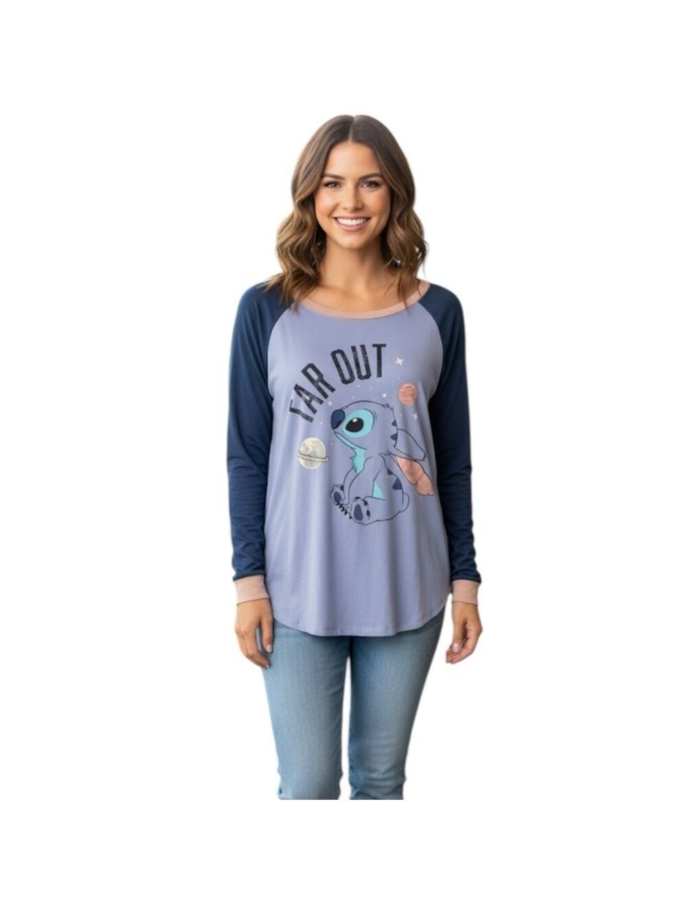 Disney Stitch Women’s Size L Long Sleeve Pajama Top - Picture 1 of 5